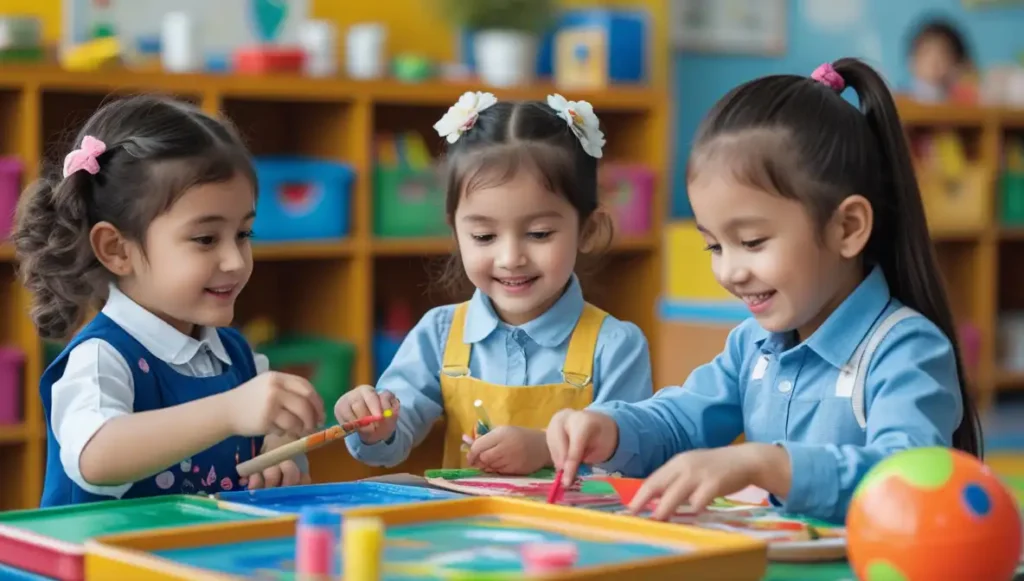 بهترین مهد کودک های شیراز کودکان مشغول بازی و نقاشی کشیدن