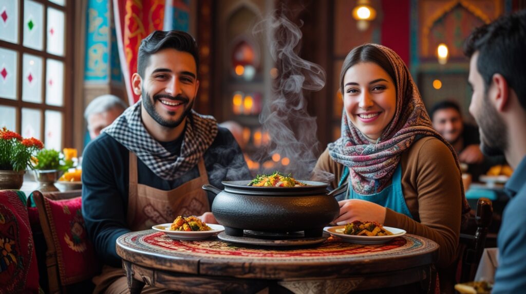 یک خانم و آقای ترک در بهترین رستوران در تبریز