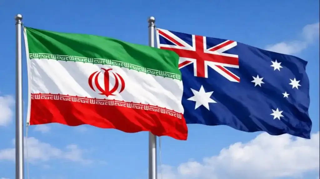 پرچم ایران و استرالیا در کنار یکدیگر